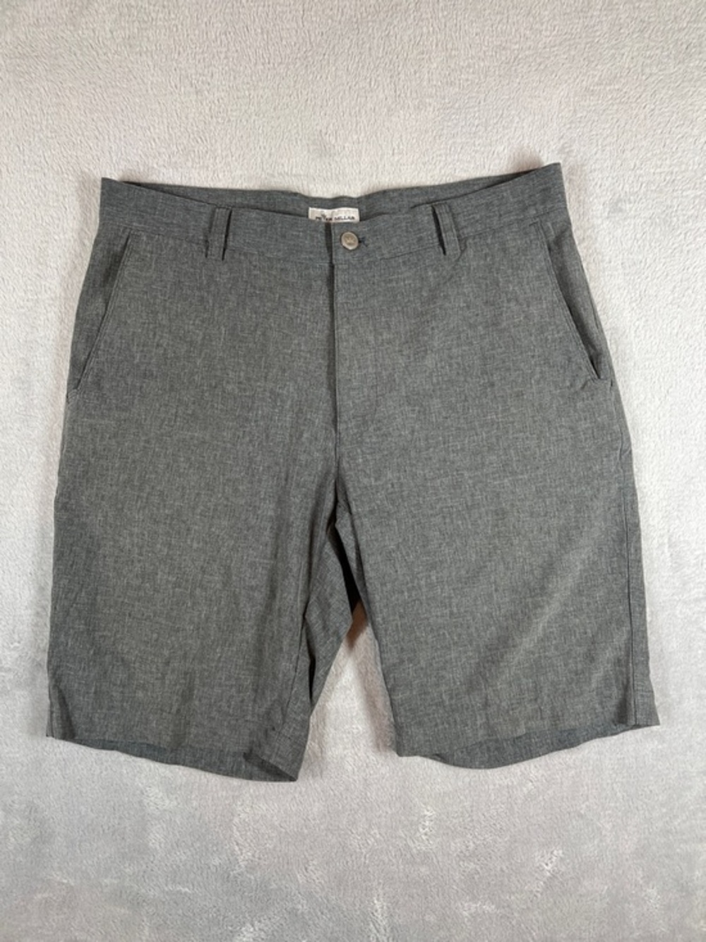 Peter Millar Men's Iron Charcoal Gray Flat-Front‎ Shorts 33